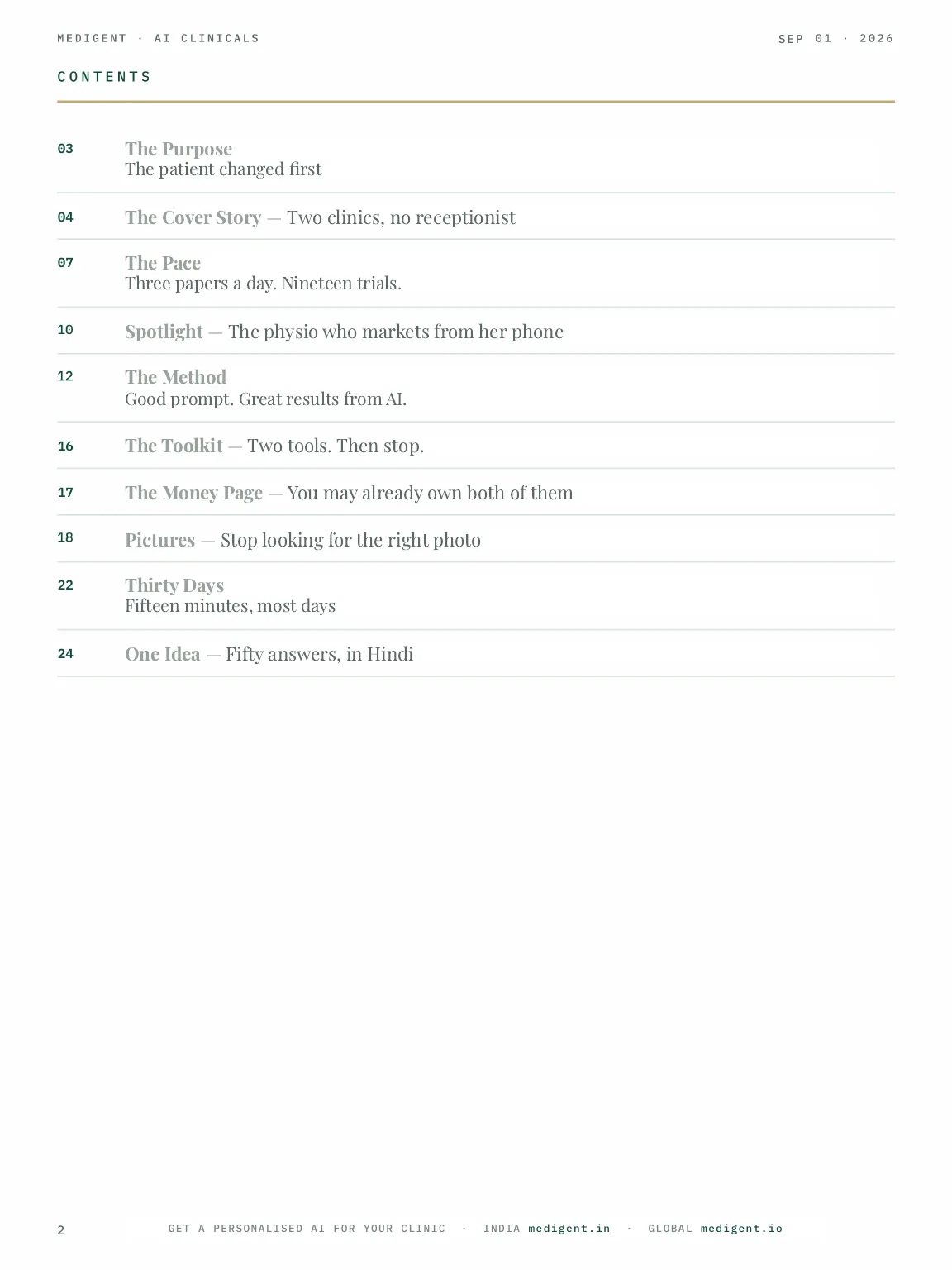 MediGent AI Clinicals, Issue 01, page 2