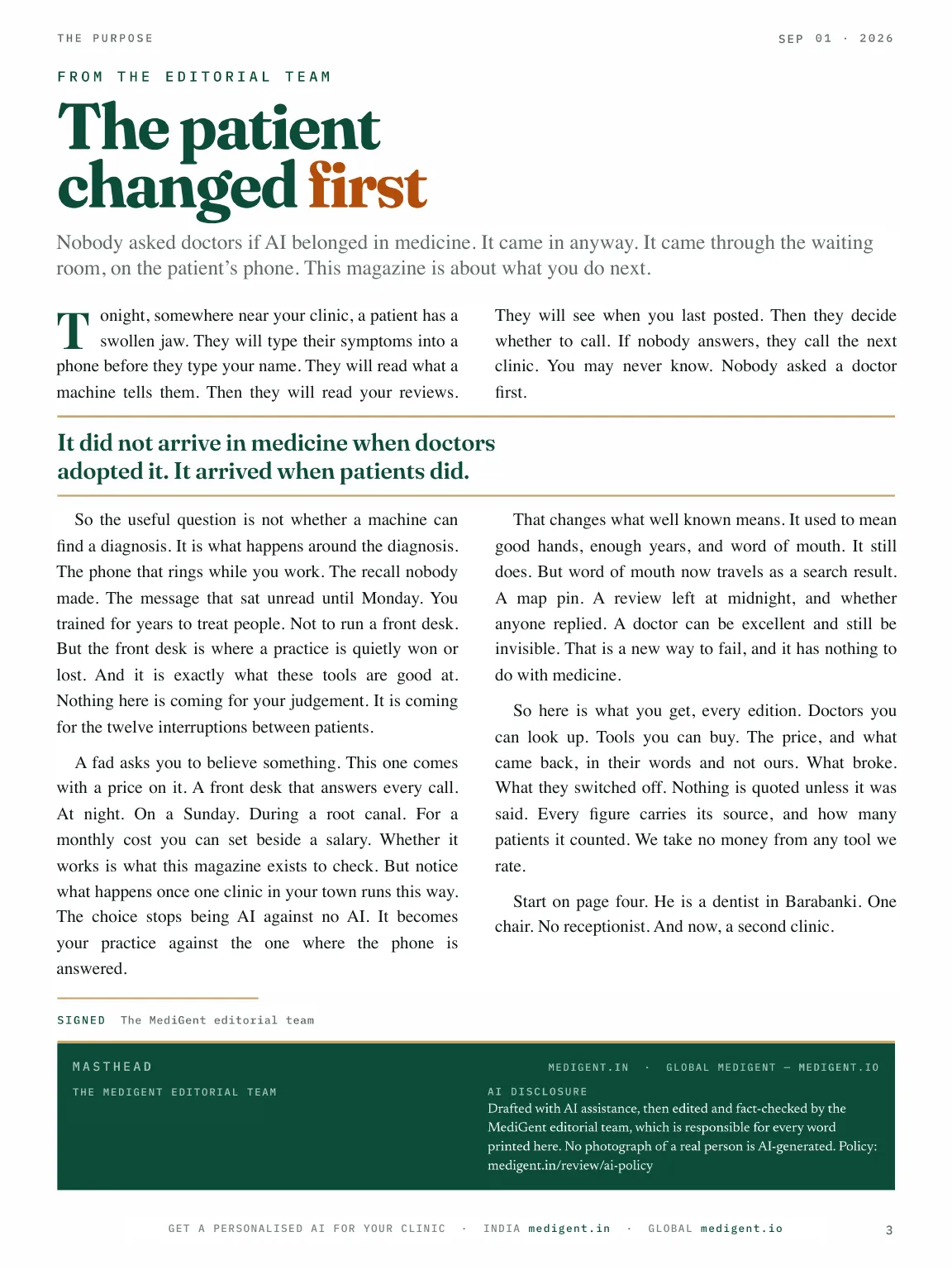 MediGent AI Clinicals, Issue 01, page 3